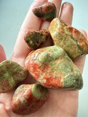 💚6 Lake Michigan Unakite Gemstones + 2 FREE Wishing Stones💚 ~1”-2”